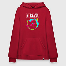 Толстовка-худи оверсайз Nirvana rock star cat, цвет: красный