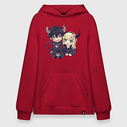 Толстовка-худи оверсайз Синий экзорцист - Рин и Сиэми, цвет: красный