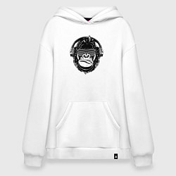 Толстовка-худи оверсайз Music gorilla, цвет: белый