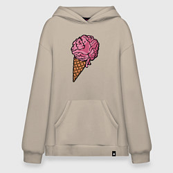 Толстовка-худи оверсайз Brain ice cream, цвет: миндальный