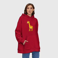 Толстовка-худи оверсайз Добрый жираф, цвет: красный — фото 2
