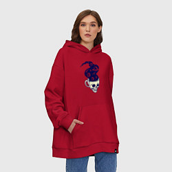 Толстовка-худи оверсайз Dead drink space skull, цвет: красный — фото 2