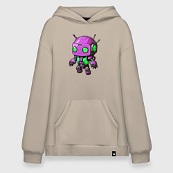 Худи оверсайз Фиолетовый робот инопланетянин