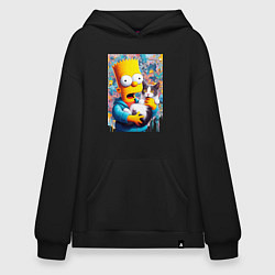 Худи оверсайз Bart Simpson with a kitten - ai art