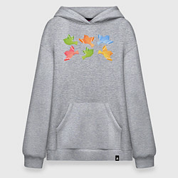 Толстовка-худи оверсайз Шесть птичек, цвет: меланж