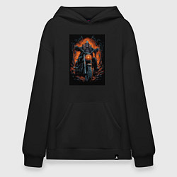 Худи оверсайз Скелет сатаны едет на старом мотоцикле