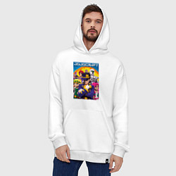 Толстовка-худи оверсайз Minecraft and Jojo collaboration - ai art, цвет: белый — фото 2