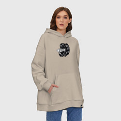 Толстовка-худи оверсайз Рыбка и космос, цвет: миндальный — фото 2