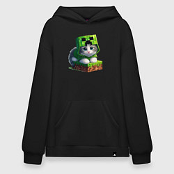 Толстовка-худи оверсайз Kitten creeper collaboration - ai art, цвет: черный