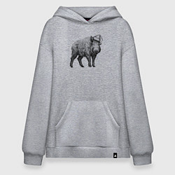 Толстовка-худи оверсайз Кабан в новогоднем колпаке, цвет: меланж