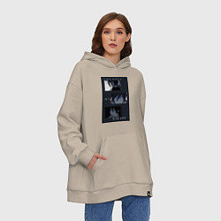 Толстовка-худи оверсайз Глаза бога войны, цвет: миндальный — фото 2
