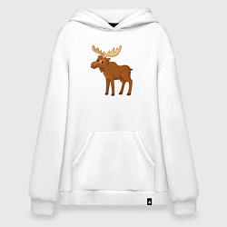 Толстовка-худи оверсайз Лесной лось, цвет: белый