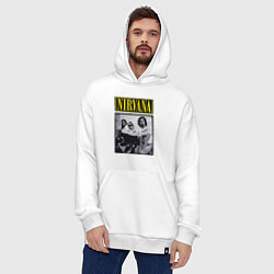 Толстовка-худи оверсайз Нирвана группа, цвет: белый — фото 2