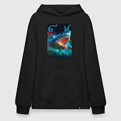 Толстовка-худи оверсайз Great white space shark - ai art, цвет: черный