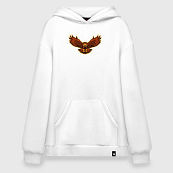Толстовка-худи оверсайз Полёт совы, цвет: белый
