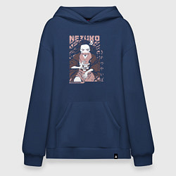 Толстовка-худи оверсайз Demon slayer Nezuko pinck, цвет: тёмно-синий