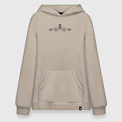 Толстовка-худи оверсайз Музыкальный пульс, цвет: миндальный