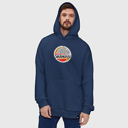 Толстовка-худи оверсайз Шанхай Китай, цвет: тёмно-синий — фото 2