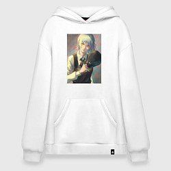 Толстовка-худи оверсайз Человек-бензопила Кига одна из четырех всадников, цвет: белый