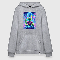 Толстовка-худи оверсайз Жест v Барта Симпсона - неоновое просветлённое све, цвет: меланж