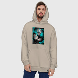 Толстовка-худи оверсайз Магическая битва Сатору Годзё пурпурный, цвет: миндальный — фото 2