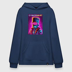 Толстовка-худи оверсайз Cyber Bart - neon glow ai art fantasy, цвет: тёмно-синий