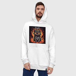 Толстовка-худи оверсайз Сингл Котики - Скелеты в шкафу, цвет: белый — фото 2