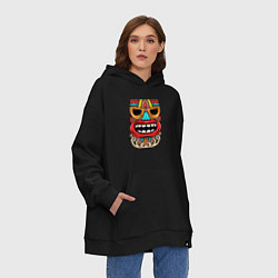 Толстовка-худи оверсайз Tiki mask, цвет: черный — фото 2