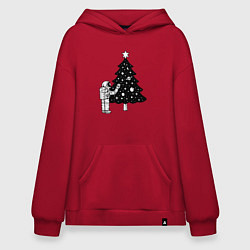 Толстовка-худи оверсайз Космический праздник, цвет: красный