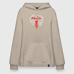 Толстовка-худи оверсайз Music jazz style, цвет: миндальный