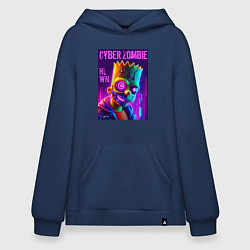 Толстовка-худи оверсайз Bart Simpson cyber zombie - halloween ai art, цвет: тёмно-синий