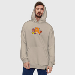 Толстовка-худи оверсайз Весёлый бобёр строитель, цвет: миндальный — фото 2