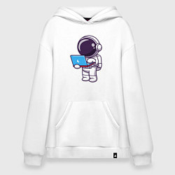 Толстовка-худи оверсайз Астронавт с ноутбуком, цвет: белый
