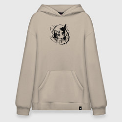 Толстовка-худи оверсайз Тёмное зеркало души, цвет: миндальный