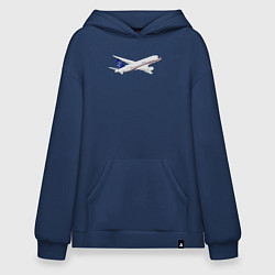 Толстовка-худи оверсайз Опытный самолет SJ-100 ВС 95157, цвет: тёмно-синий