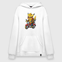 Худи оверсайз Пикачу на ретро мотоцикле