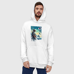 Толстовка-худи оверсайз Японский самурай - призрак Цусимы, цвет: белый — фото 2
