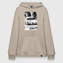 Толстовка-худи оверсайз Mazda rx-7 автомобиль гоночный, цвет: миндальный