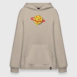 Толстовка-худи оверсайз Пицца Сатурн, цвет: миндальный