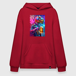 Толстовка-худи оверсайз Dude beersaur - neon glow, цвет: красный