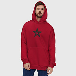 Толстовка-худи оверсайз Black star USSR, цвет: красный — фото 2