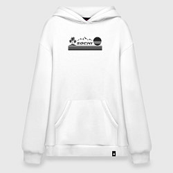 Толстовка-худи оверсайз Сочи курорт России отдых в горах, цвет: белый