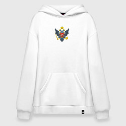 Толстовка-худи оверсайз Россия герб символика, цвет: белый