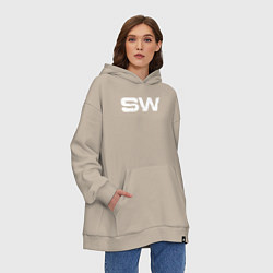Толстовка-худи оверсайз Street Workout OldSchool White Hoodie, цвет: миндальный — фото 2
