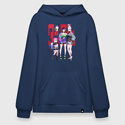 Толстовка-худи оверсайз Dandadan Сharacters, цвет: тёмно-синий