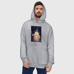 Толстовка-худи оверсайз Магический мяв кот-мем колдун, цвет: меланж — фото 2