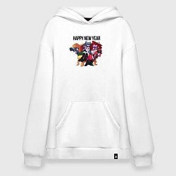 Толстовка-худи оверсайз Friday Night Funkin - Happy New Year, цвет: белый