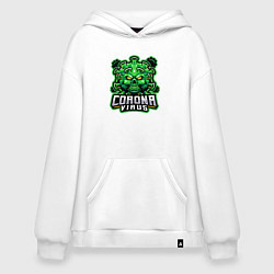 Толстовка-худи оверсайз Corona virus, цвет: белый