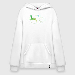 Толстовка-худи оверсайз Новогодний олень 2025 года, цвет: белый