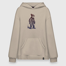 Толстовка-худи оверсайз Школьник в высоких ботинках, цвет: миндальный